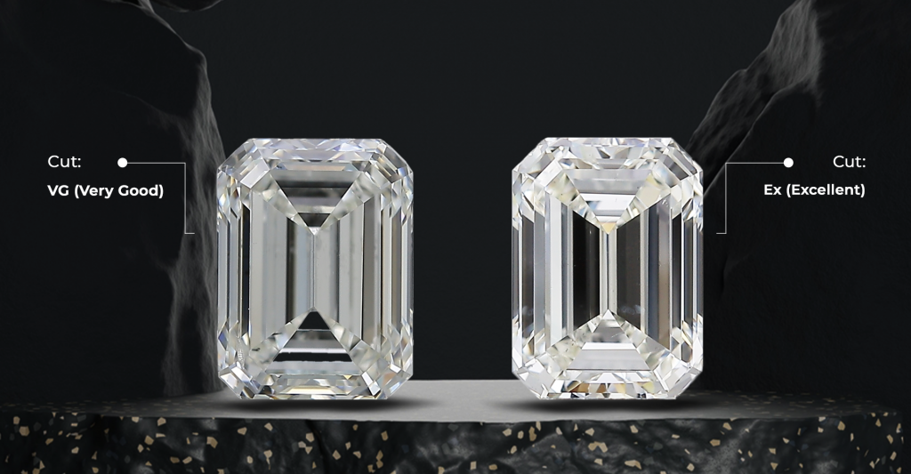 Two different Emerald cut diamonds